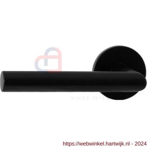 GPF Bouwbeslag Entree 610VZL L-haaks model 19 mm deurkruk gatdeel op rozet 53x6 mm linkswijzend zwart egaal - H21010206 - afbeelding 1