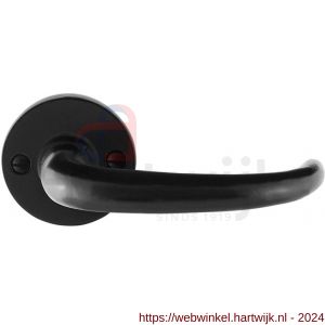 GPF Bouwbeslag Smeedijzer 6205.60-00 Uhka deurkruk op ronde rozet 53x5 mm smeedijzer zwart - H21009008 - afbeelding 1