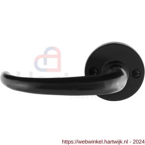 GPF Bouwbeslag Smeedijzer 6205.60-00L/R Uhka deurkruk gatdeel op ronde rozet 53x5 mm links-rechtswijzend smeedijzer zwart - H21009587 - afbeelding 1