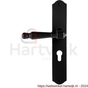 GPF Bouwbeslag Smeedijzer 6210.60L/R PC55 Mela deurkruk op schild 238x41x4 mm PC 55 mm links-rechtswijzend smeedijzer zwart - H21010380 - afbeelding 1