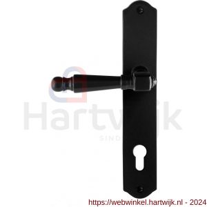 GPF Bouwbeslag Smeedijzer 6210.60L/R PC85 Mela deurkruk op schild 238x41x4 mm PC 85 mm links-rechtswijzend smeedijzer zwart - H21010382 - afbeelding 1
