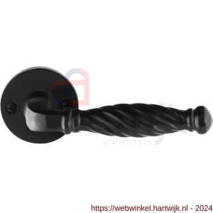 GPF Bouwbeslag Smeedijzer 6225.60-00 Tuli deurkruk op ronde rozet 53x5 mm smeedijzer zwart - H21009012 - afbeelding 1