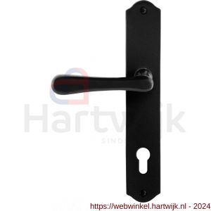 GPF Bouwbeslag Smeedijzer 6240.60L/R PC85 Paju deurkruk op schild 238x41x4 mm PC 85 mm links-rechtswijzend smeedijzer zwart - H21010424 - afbeelding 1