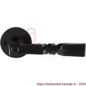 GPF Bouwbeslag Smeedijzer 6245.60-00 Nokka deurkruk op ronde rozet 53x5 mm smeedijzer zwart - H21009016 - afbeelding 1