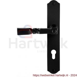 GPF Bouwbeslag Smeedijzer 6245.60L/R PC72 Nokka deurkruk op schild 238x41x4 mm PC 72 mm links-rechtswijzend smeedijzer zwart - H21010431 - afbeelding 1