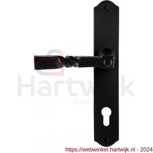 GPF Bouwbeslag Smeedijzer 6245 L/R PC85 Nokka deurkruk op schild 238x41x4 mm PC 85 mm links-rechtswijzend smeedijzer zwart - H21010426 - afbeelding 1