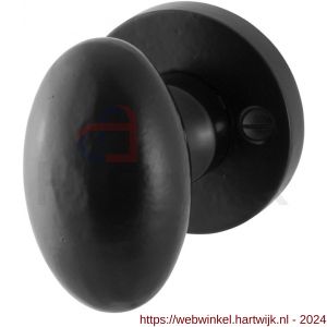 GPF Bouwbeslag Smeedijzer 6250.00 Ahau knopkruk ovaal op rozet VAST smeedijzer zwart - H21003059 - afbeelding 1