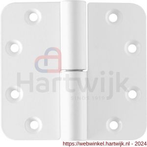 GPF Bouwbeslag ZwartWit 6351.66 paumelle 89x96 mm DIN links ronde hoek draagvermogen bij 2 stuks 80 kg met hardstalen kogel wit egaal - H21007970 - afbeelding 1