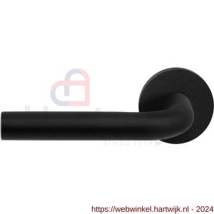 GPF Bouwbeslag ZwartWit 8200.61-00L/R Aka deurkruk op ronde rozet 50x8 mm links-rechtswijzend zwart - H21010226 - afbeelding 1