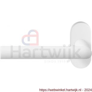 GPF Bouwbeslag ZwartWit 8212.62-04L Toi deurkruk op ovale rozet 70x32x10 mm linkswijzend wit - H21013943 - afbeelding 1