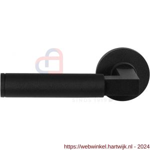 GPF Bouwbeslag ZwartWit 8213.61-00L/R Kuri deurkruk op ronde rozet 50x8 mm links-rechtswijzend zwart - H21010244 - afbeelding 1