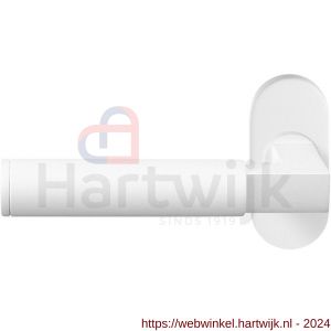 GPF Bouwbeslag ZwartWit 8214.62-04L Kuri deurkruk op ovale rozet 70x32x10 mm linkswijzend wit - H21013954 - afbeelding 1