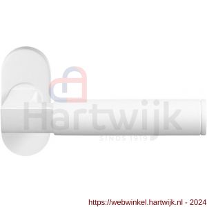 GPF Bouwbeslag ZwartWit 8214.62-04R Kuri deurkruk op ovale rozet 70x32x10 mm rechtswijzend wit - H21013957 - afbeelding 1