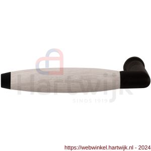 GPF Bouwbeslag ZwartWit 8256L/R XL Ika XL deurkruk gatdeel haaks met trapezium eindknop links-rechtswijzend zwart-eiken whitewash - H21005827 - afbeelding 1