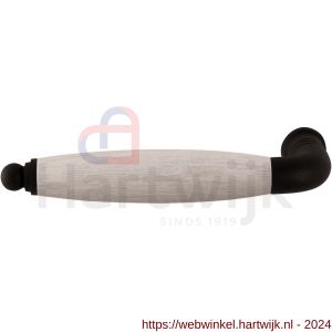 GPF Bouwbeslag ZwartWit 8261L/R XL Ika XL deurkruk gatdeel gebogen met ronde eindknop links-rechtswijzend zwart-eiken whitewash - H21005831 - afbeelding 1