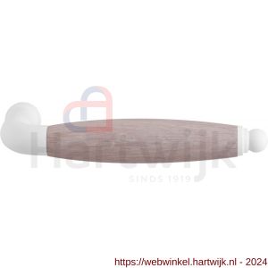 GPF Bouwbeslag ZwartWit 8283L/R XL Ika XL deurkruk gatdeel gebogen met ronde eindknop links-rechtswijzend wit-eiken whitewash - H21005857 - afbeelding 1