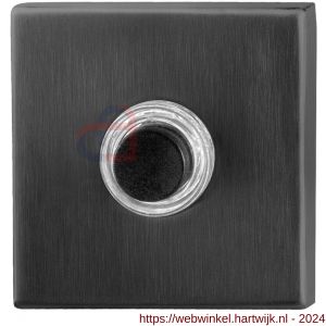 GPF Bouwbeslag PVD 9826.02P1 deurbel beldrukker vierkant 50x50x8 mm met zwarte button PVD antraciet - H21005981 - afbeelding 1