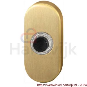 GPF Bouwbeslag PVD 9826.04P4 deurbel beldrukker ovaal 70x32x10 mm met zwarte button PVD messing satin - H21006092 - afbeelding 1
