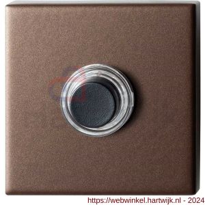 GPF Bouwbeslag Anastasius 9826.A2.1102 deurbel beldrukker vierkant 50x50x8 mm met zwarte button Bronze blend - H21008974 - afbeelding 1