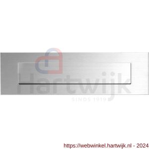GPF Bouwbeslag RVS 9834.09 briefplaat rechthoekig 350x100x2,5 mm met verende achterliggende binnenklep RVS mat geborsteld - H21011950 - afbeelding 1