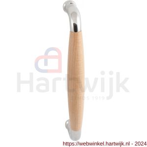 GPF Bouwbeslag RVS 4911.49A Ika deurgreep gebogen 130x60/114 mm RVS gepolijst-beuken met enkel- en dubbelzijdige bevestiging GPF4 - H21003294 - afbeelding 1