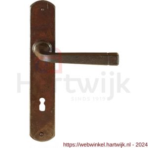 Utensil Legno FM043R M deurkruk gatdeel op schild 245x40 mm blind met veer gepatenteerd systeem rechtswijzend roest - H21007063 - afbeelding 1