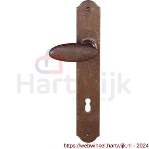 Utensil Legno FM335L/R BB56 deurkruk gatdeel op schild 245x40 mm BB56 links-rechtswijzend roest - H21007106 - afbeelding 1