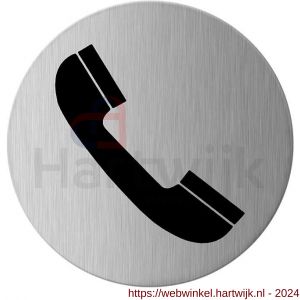 GPF Bouwbeslag RVS 0425.09 pictogram Telefoon rond 75 mm zelfklevend RVS geborsteld - H21004572 - afbeelding 1