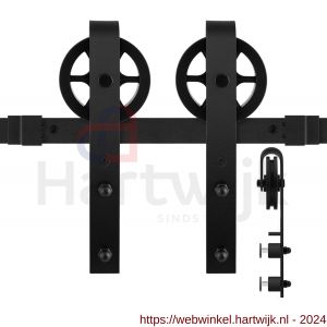 GPF Bouwbeslag ZwartWit 0502.61G schuifdeursysteem Teho 300 cm (2x 150 cm schuifdeurrail) voor glazen schuifdeuren zwart - H21013087 - afbeelding 1