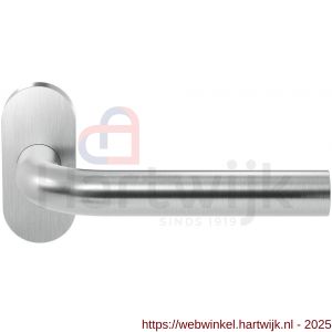 GPF Bouwbeslag RVS GPF1000.09-04 Aka deurkruk op ovaal rozet RVS 70x32x10 mm RVS geborsteld - H21009199 - afbeelding 1
