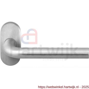 GPF Bouwbeslag RVS GPF1001.09-04 Aka deurkruk op ovaal rozet RVS 70x32x10 mm RVS geborsteld - H21009201 - afbeelding 1