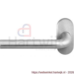 GPF Bouwbeslag RVS GPF1001.09-04L Aka deurkruk gatdeel op ovaal rozet RVS 70x32x10 mm linkswijzend RVS geborsteld - H21009965 - afbeelding 1