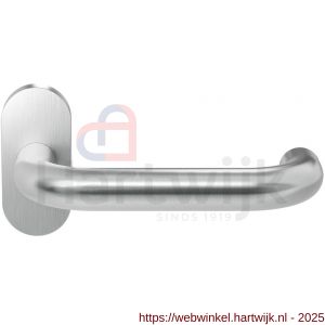 GPF Bouwbeslag RVS GPF1005.09-04 Hoa deurkruk op ovaal rozet 70x32x10 mm RVS geborsteld - H21009203 - afbeelding 1
