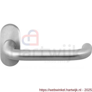 GPF Bouwbeslag RVS GPF1006.09-04 Hoa deurkruk op ovaal rozet 70x32x10 mm RVS geborsteld - H21009205 - afbeelding 1