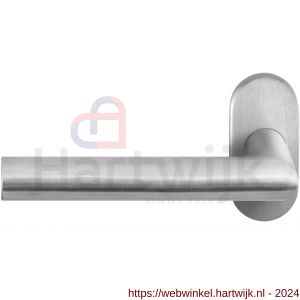 GPF Bouwbeslag RVS 1015.09-04L GPF1015.04L Toi deurkruk gatdeel op ovaal rozet RVS 70x32x10 mm linkswijzend RVS geborsteld - H21009989 - afbeelding 1