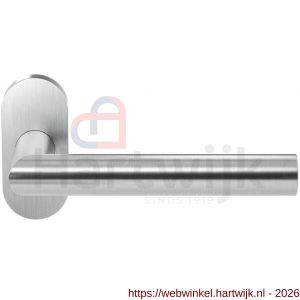 GPF Bouwbeslag RVS GPF1015.09-04R Toi deurkruk gatdeel op ovaal rozet RVS 70x32x10 mm rechtswijzend RVS geborsteld - H21009990 - afbeelding 1