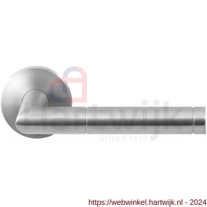 GPF Bouwbeslag RVS 1042.09-00 GPF1042.00 Kohu deurkruk op rond rozet RVS 50x8 mm RVS geborsteld - H21009228 - afbeelding 1