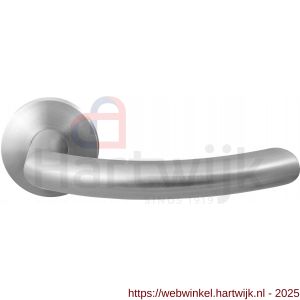 GPF Bouwbeslag RVS GPF2025.09-00 Hoki deurkruk op rond rozet RVS 50x8 mm RVS geborsteld - H21009248 - afbeelding 1