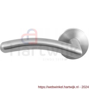 GPF Bouwbeslag RVS 2030.09-00L GPF2030.00L Mata deurkruk gatdeel op rond rozet RVS 50x8 mm linkswijzend RVS geborsteld - H21010076 - afbeelding 1