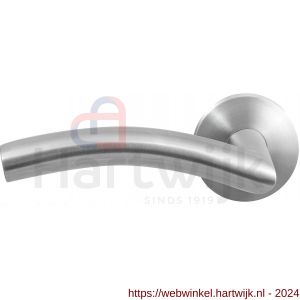 GPF Bouwbeslag RVS 2035.09-00L GPF2035.00L Papa deurkruk gatdeel linkswijzend op rond rozet 50x8 mm RVS geborsteld - H21010078 - afbeelding 1