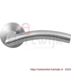 GPF Bouwbeslag RVS 2035.09-00R GPF2035.00R Papa deurkruk gatdeel rechtswijzend op rond rozet 50x8 mm RVS geborsteld - H21010079 - afbeelding 1