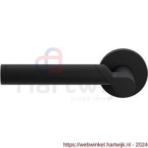 GPF Bouwbeslag ZwartWit 3025.61-00L Horo deurkruk op rond rozet 50x8 mm linkswijzend zwart - H21017087 - afbeelding 1