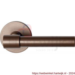 GPF Bouwbeslag Anastasius 3041.A2-05 R Hipi Deux deurkruk gatdeel 103 mm op rond rozet rechtswijzend Bronze blend - H21010097 - afbeelding 1
