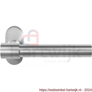 GPF Bouwbeslag RVS 3052.09-04R GPF3052.04R Hipi Deux+ deurkruk gatdeel op ovaal rozet RVS 70x32x10 mm rechtswijzend RVS geborsteld - H21010152 - afbeelding 1