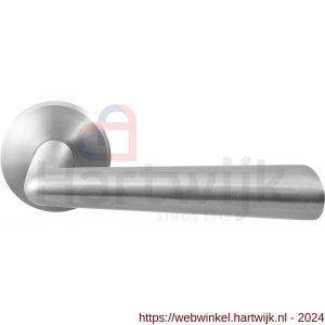 GPF Bouwbeslag RVS 3100.09-00 GPF3100.00 Pirau deurkruk op rond rozet RVS 50x8 mm RVS geborsteld - H21009280 - afbeelding 1