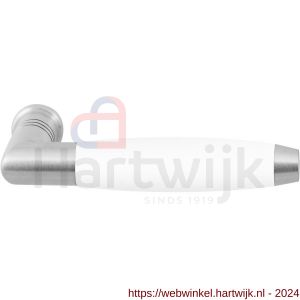 GPF Bouwbeslag RVS 4055 Ika deurkruk haaks met trapezium eindknop RVS geborsteld-wit - H21008226 - afbeelding 1