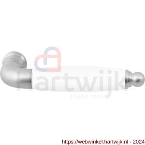 GPF Bouwbeslag RVS 4355 Ika deurkruk gebogen met ronde eindknop RVS geborsteld-wit - H21008255 - afbeelding 1