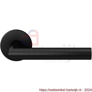 GPF Bouwbeslag Entree 610VZR L-haaks model 19 mm deurkruk gatdeel op rozet rechtswijzend zwart egaal - H21010207 - afbeelding 1