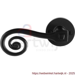 GPF Bouwbeslag Smeedijzer GPF6200.60-00L Kera deurkruk gatdeel op rond rozet 53x5 mm linkswijzend smeedijzer zwart - H21009585 - afbeelding 1