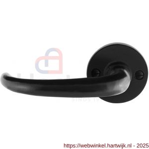 GPF Bouwbeslag Smeedijzer GPF6205.60-00L/R Uhka deurkruk gatdeel op rond rozet 53x5 mm links-rechtswijzend smeedijzer zwart - H21009587 - afbeelding 1